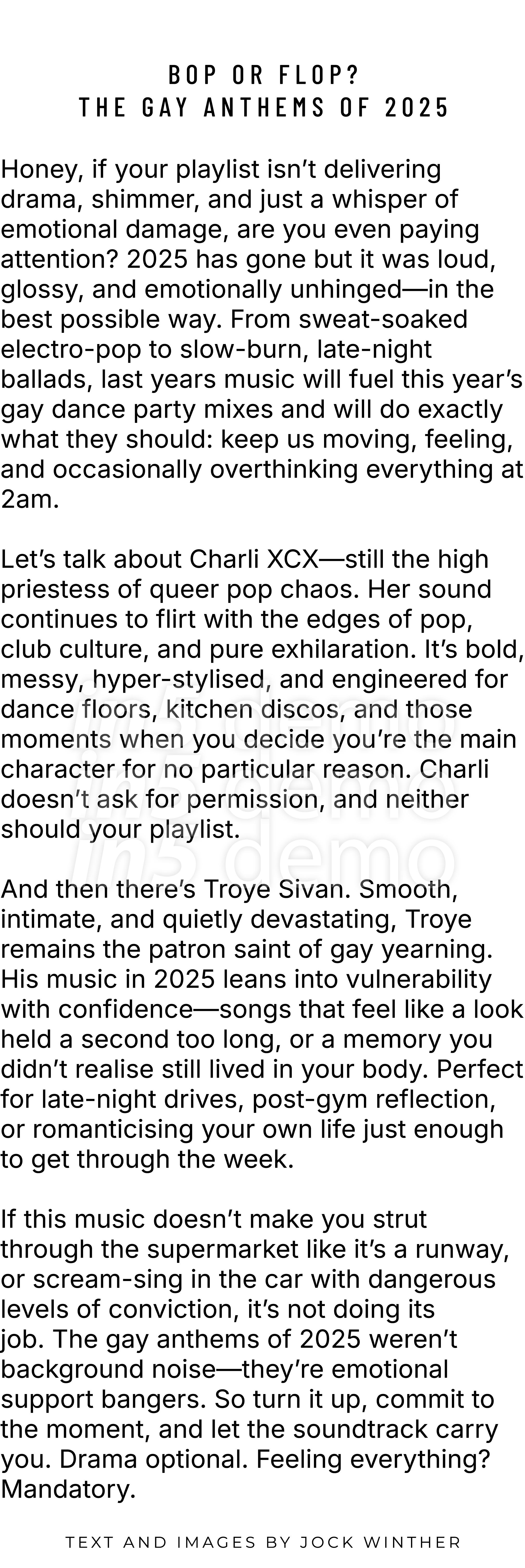  ﻿Bop or Flop? The Gay Anthems of 2025 Honey, if your playlist isn’t delivering drama, shimmer, and just a whisper of...