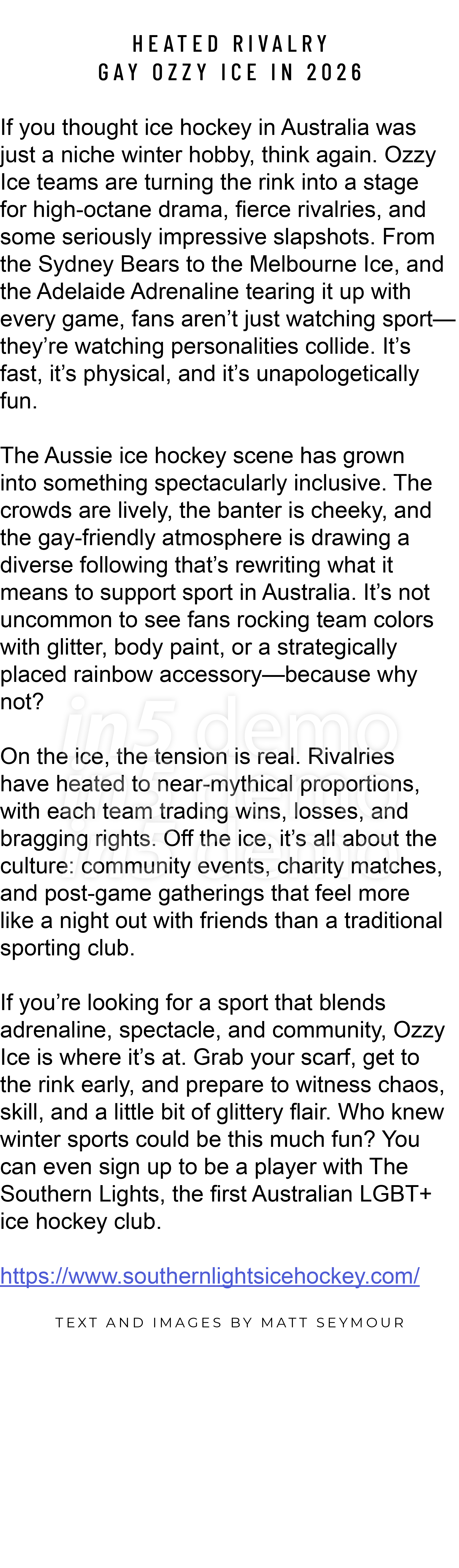  ﻿HEATED RIVALRY GAY OZZY ICE in 2026 If you thought ice hockey in Australia was just a niche winter hobby, think aga...