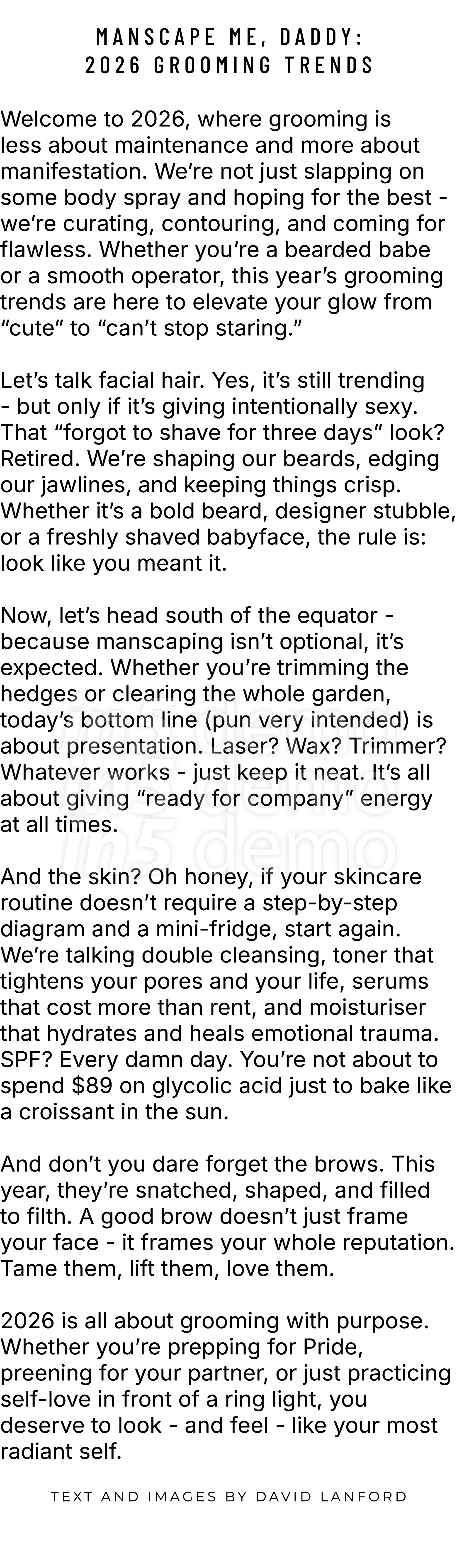  Manscape Me, Daddy: 2026 Grooming Trends Welcome to 2026, where grooming is less about maintenance and more about ma...
