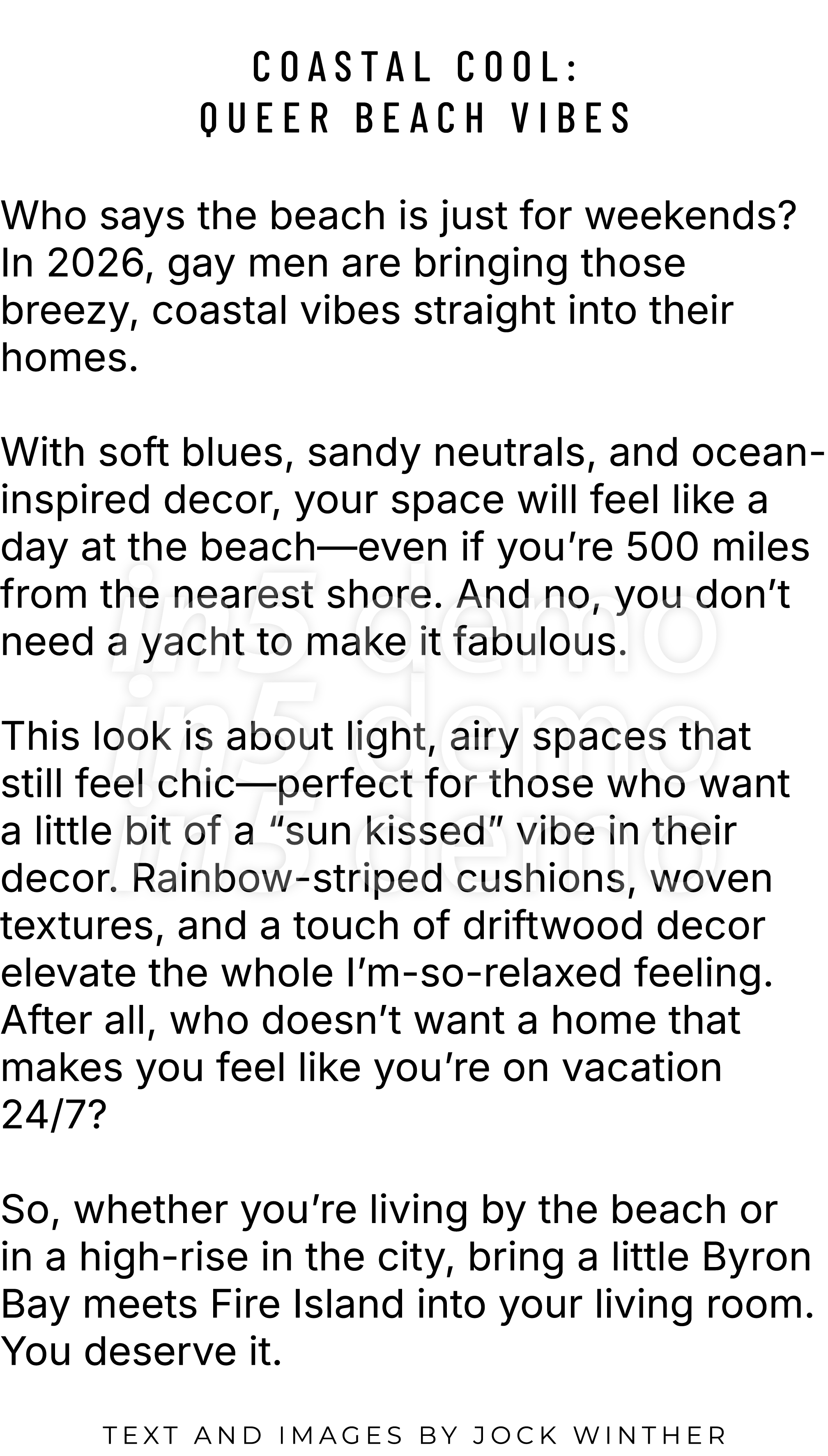  Coastal Cool: Queer Beach Vibes Who says the beach is just for weekends? In 2026, gay men are bringing those breezy,...