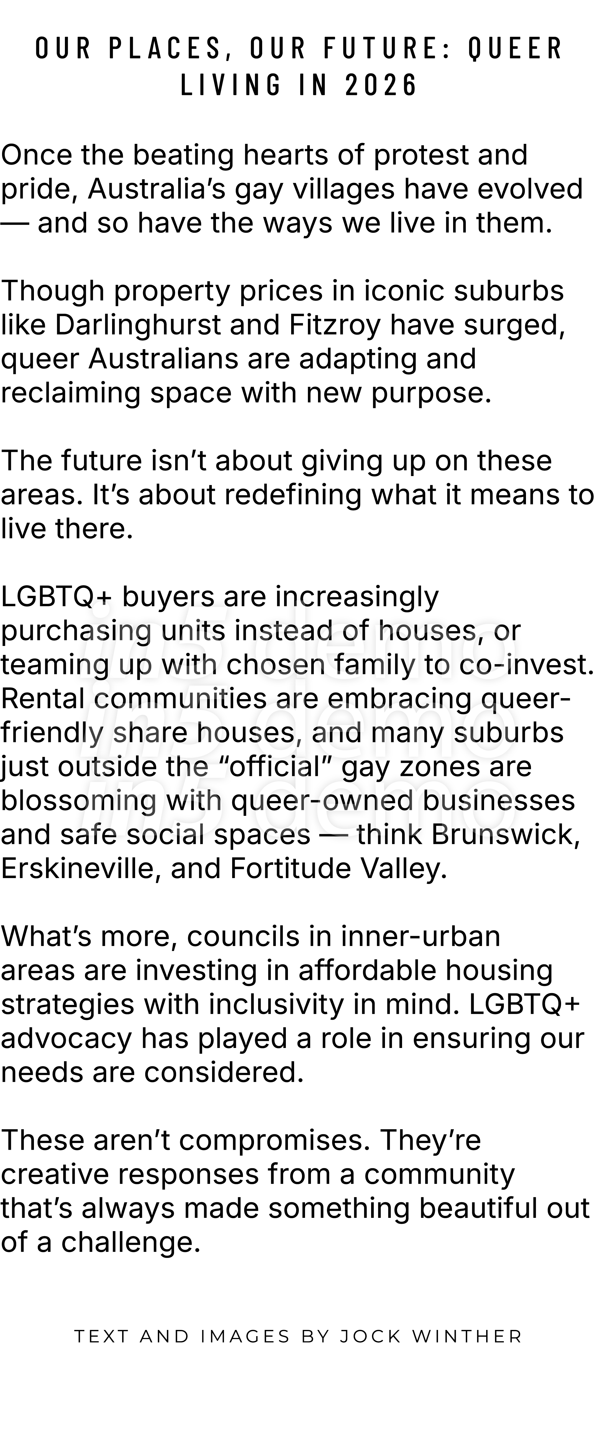  Our Places, Our Future: Queer Living in 2026 Once the beating hearts of protest and pride, Australia’s gay villages ...